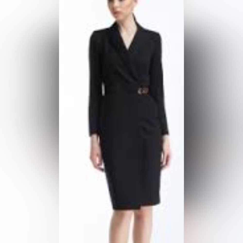 BGL Navy Gold Chain Belt Structured Blazer Dress Size 10